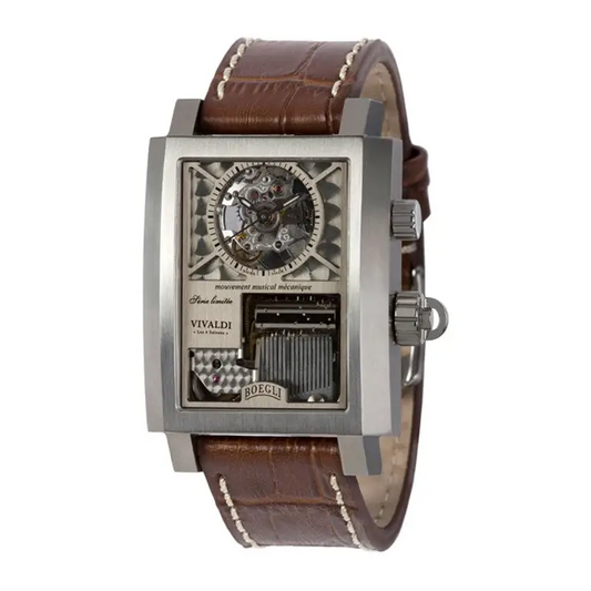 Boegli Men Classic Rock Manual Winding Stainless Steel Brown
