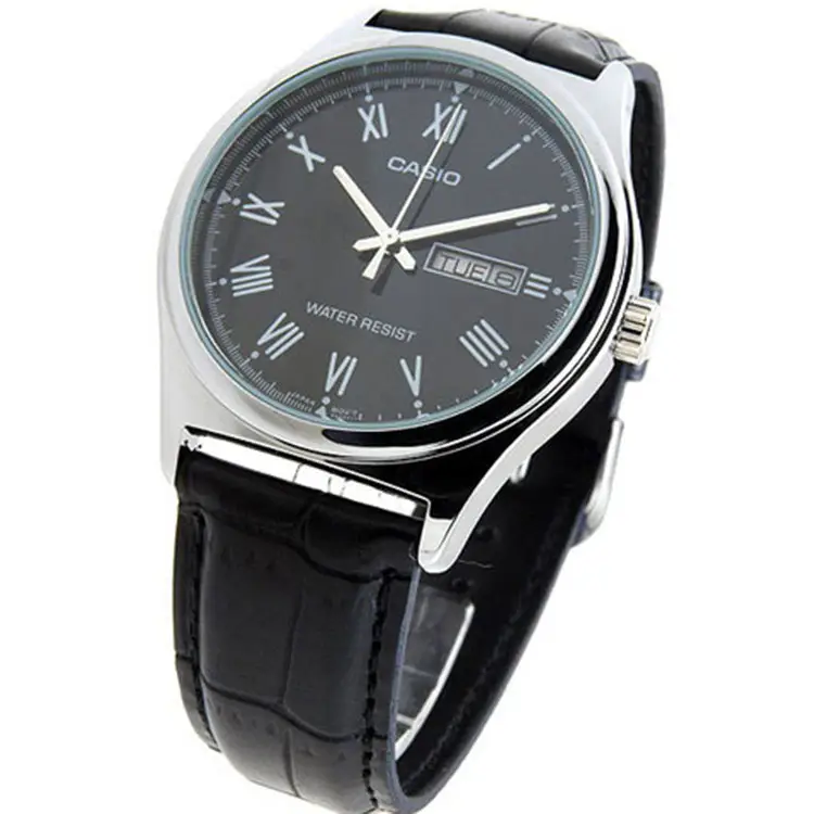 BRAND NEW Casio Men’s Analog Quartz Black Dial Leather Watch