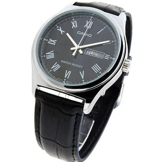 BRAND NEW Casio Men’s Analog Quartz Black Dial Leather Watch