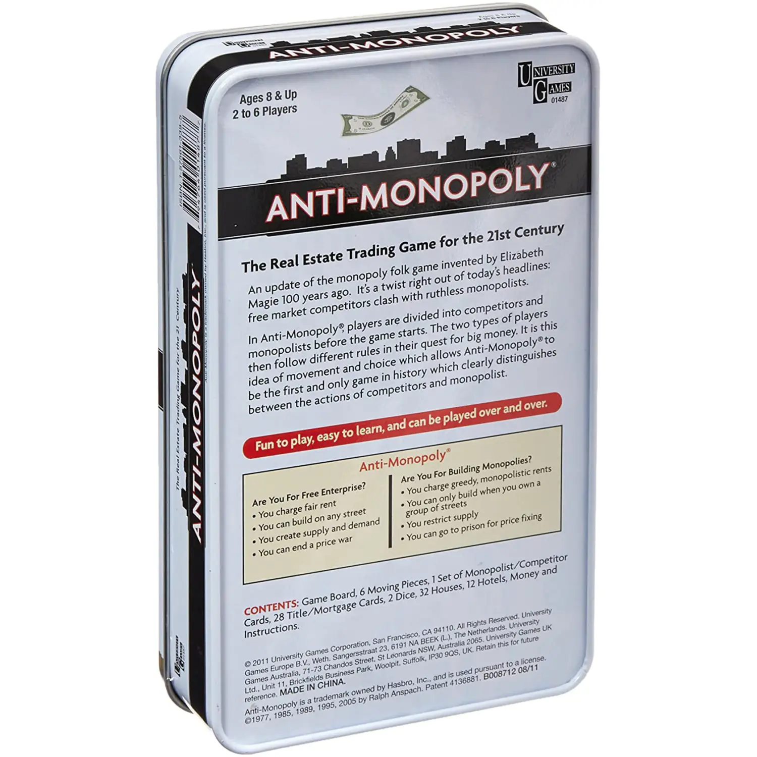 Briarpatch Anti-Monopoly Travel Size Tin Game 01487 (For 8