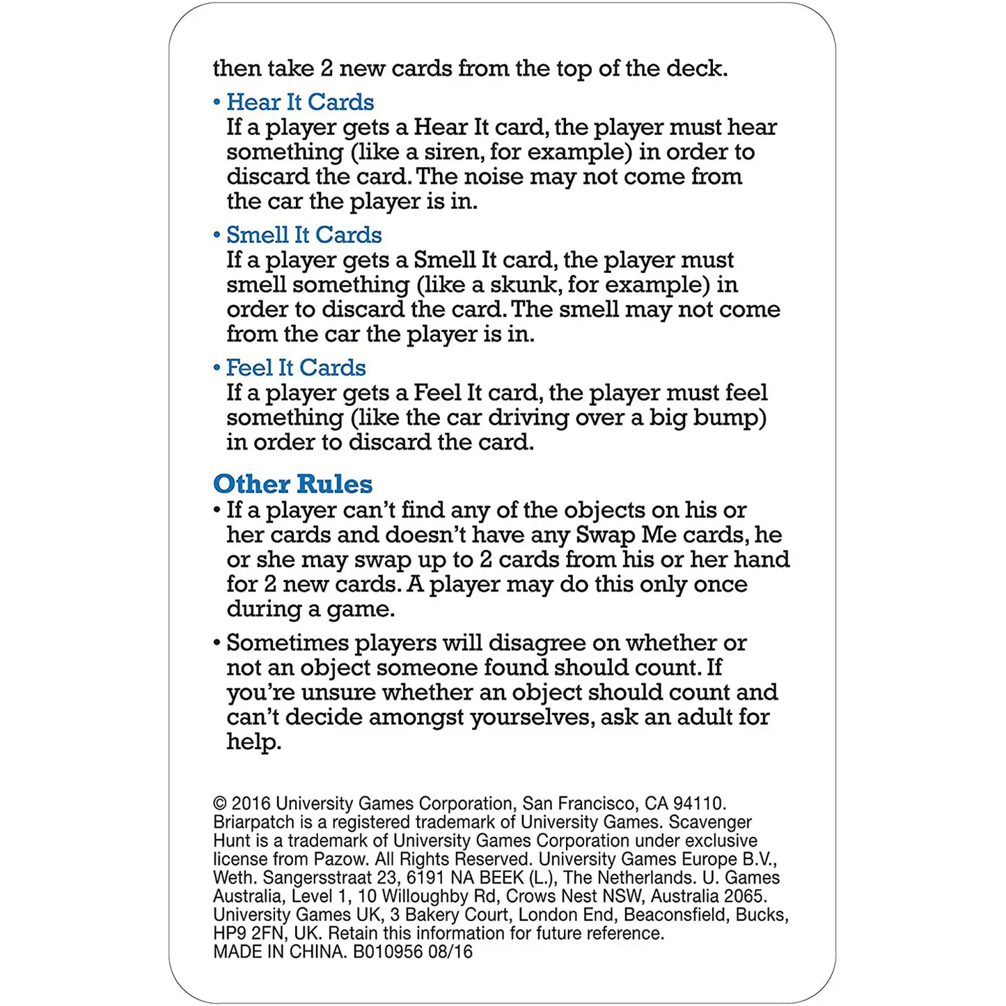 Briarpatch Travel Scavenger Hunt Card Game for Kids 01429