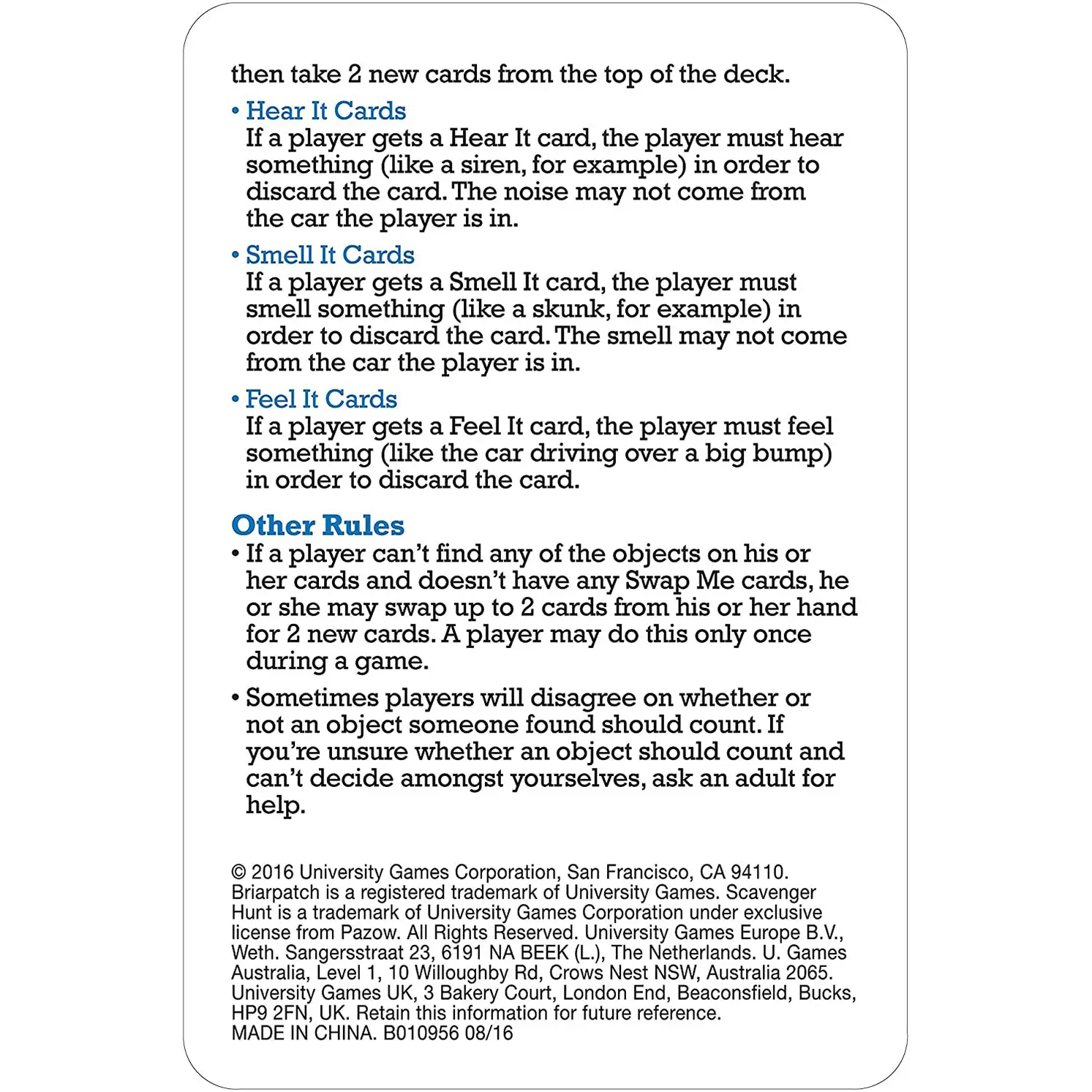 Briarpatch Travel Scavenger Hunt Card Game for Kids 01429