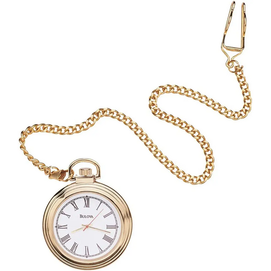 Bulova Ashton Polished Gold Tone Brass Pocket Watch /