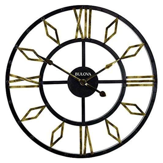Bulova Diamond Gallery Gold Numerals Accent Wall Clock C4858