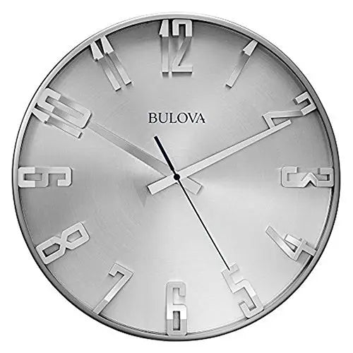 Bulova Director Satin Pewter Metal Case Wall Clock C4846 -