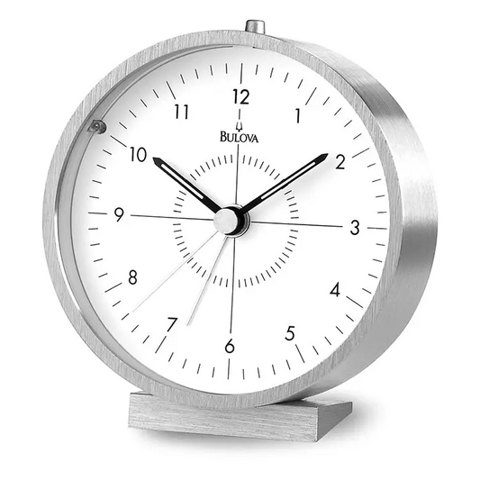 Bulova Flair Quartz Aluminum Beep Alarm Desk Clock B6844 -