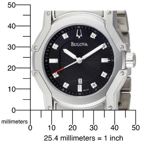Bulova Men’s 96D109 Diamond Black Dial Bracelet Watch -