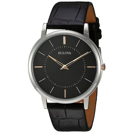 Bulova Men’s Quartz 30m Stainless Steel and Leather Casual