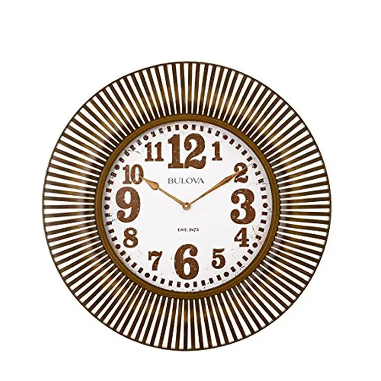 Bulova Sunburst Aged Gold Metal Case Wall Clock C4843 - Misc
