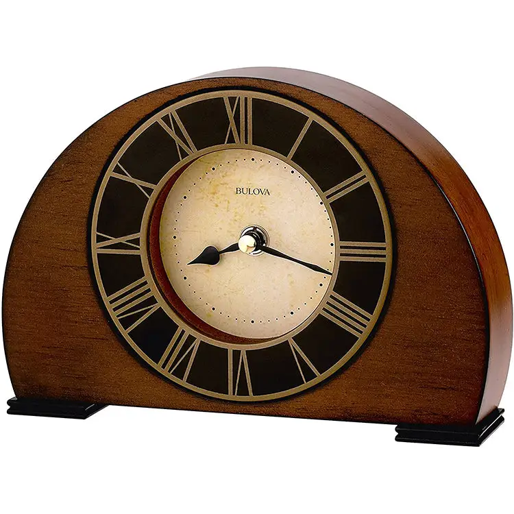 Bulova Tremont Harwood Case Walnut Finish Tabletop Clock