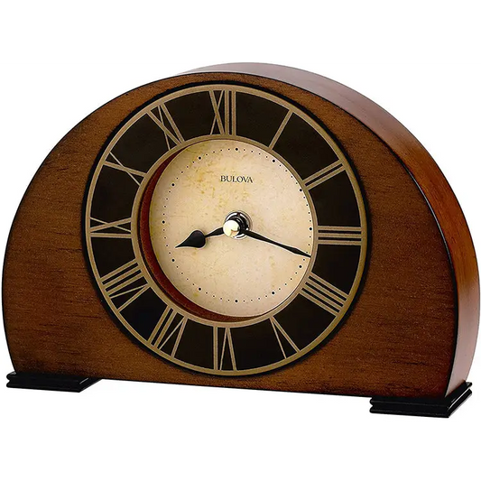 Bulova Tremont Harwood Case Walnut Finish Tabletop Clock