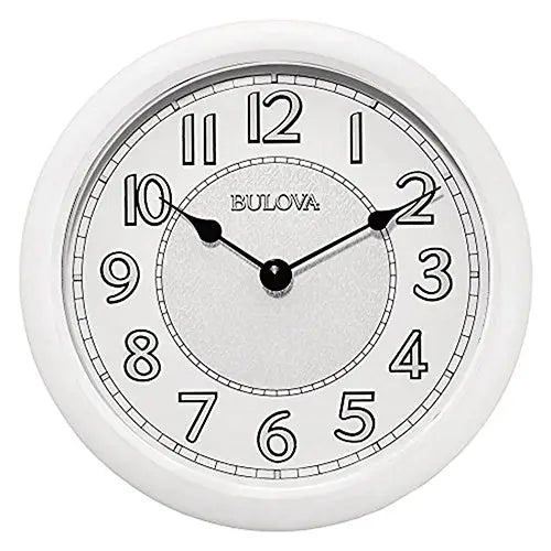 Bulova Versatile White Weatherproof Metal Case Wall Clock