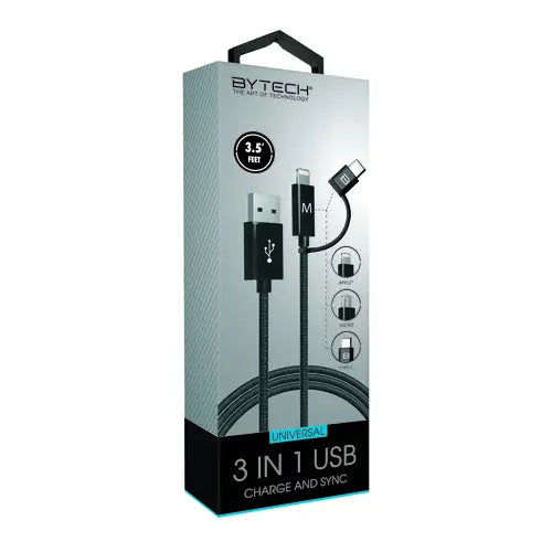 Bytech 3- in-1 Rev w/type C-BK BY-OP-CA-103-BK - Misc