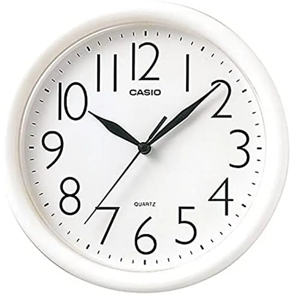 Casio 10 Analog Quartz Round White Resin Wall Clock IQ01-7R