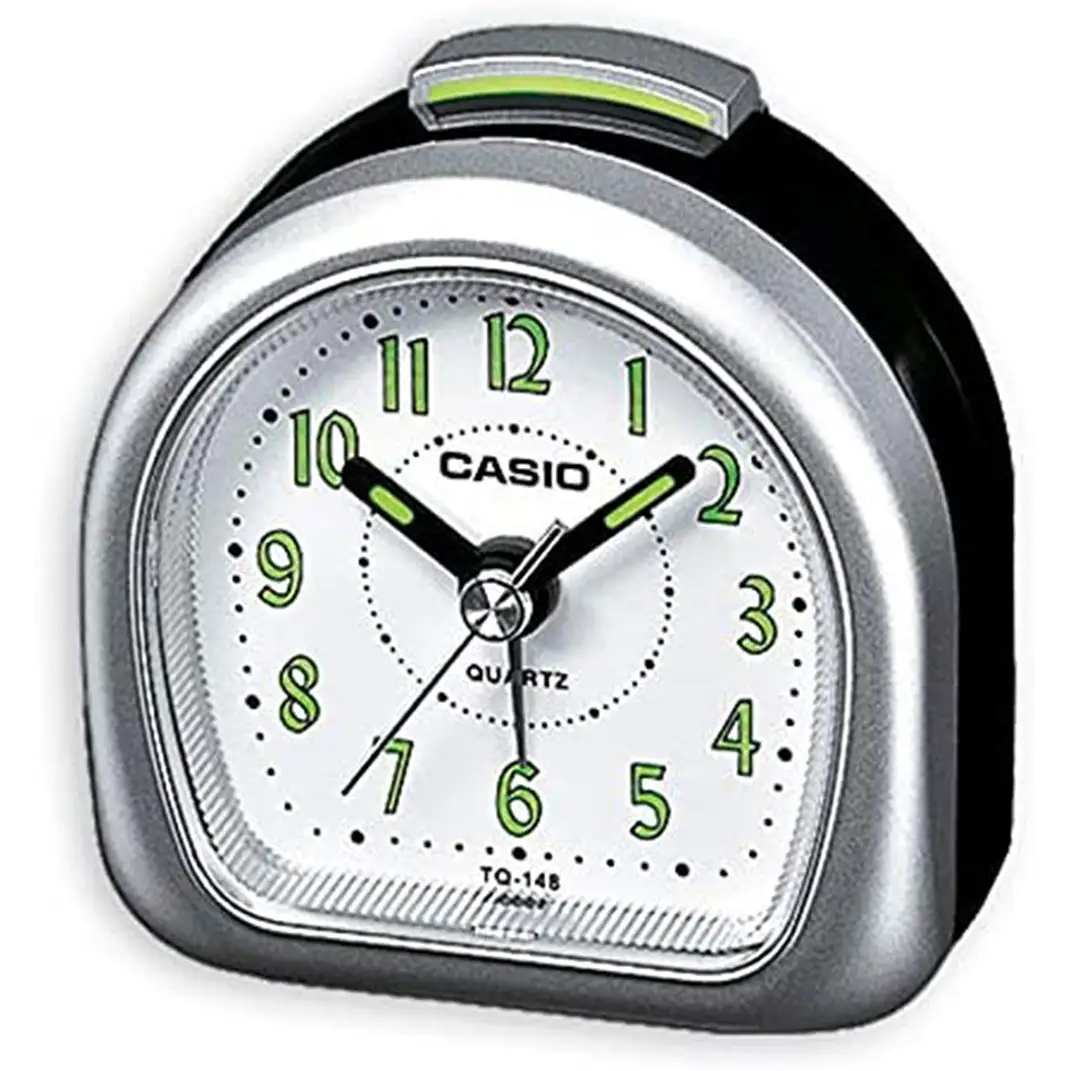 Casio Analog Desktop Silver/Black Resin Snooze Beeper Alarm