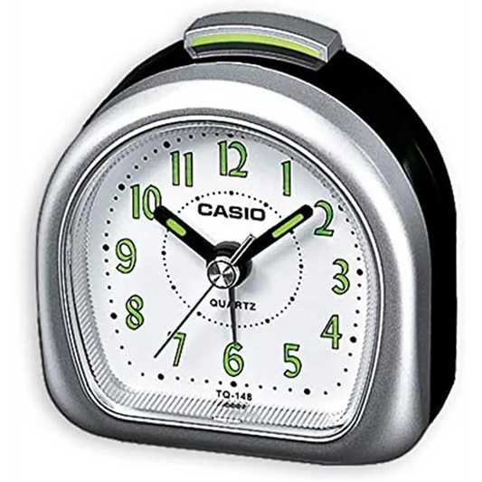 Casio Analog Desktop Silver/Black Resin Snooze Beeper Alarm
