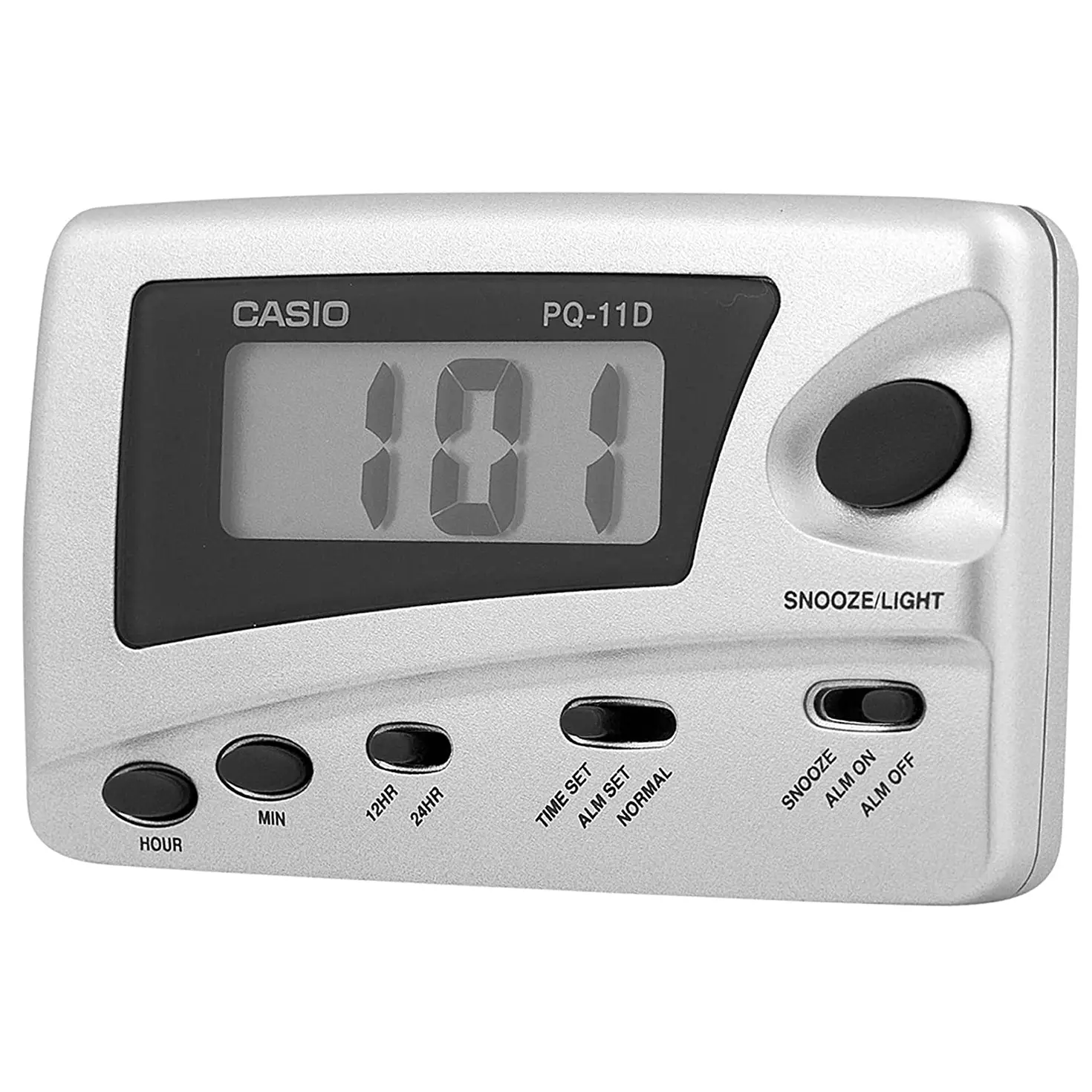 Casio Digital Grey Traveler’s Snooze LED Alarm Clock PQ11D-8