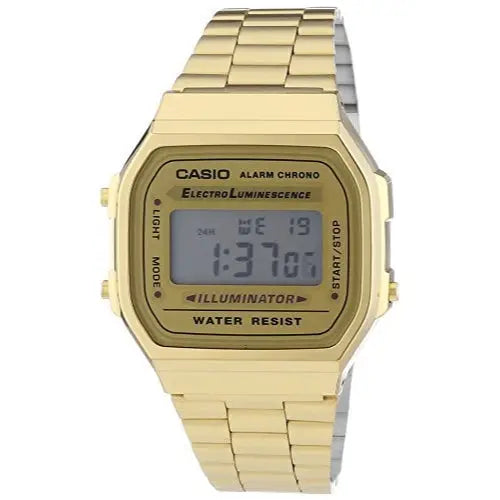 Casio Digital Mens Gold Retro Watch A168WG-9 with light