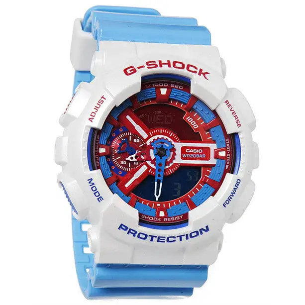 Casio G-Shock White Red and Blue 200m Analog-Digital Resin