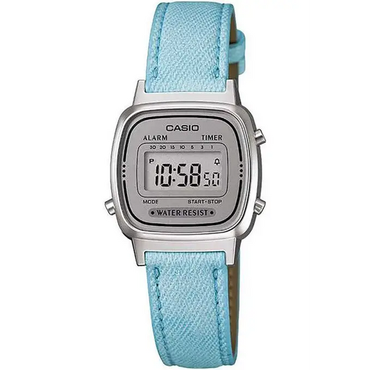 Casio Ladies Denim look leather band Blue watch Digital -