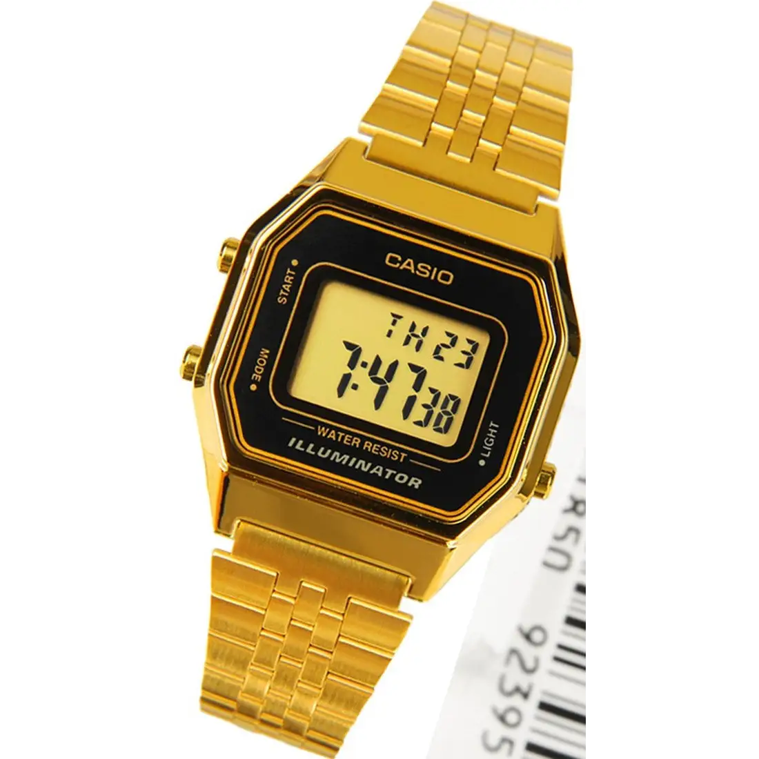 Casio Ladies Mid-Size Gold Tone Digital Retro Watch