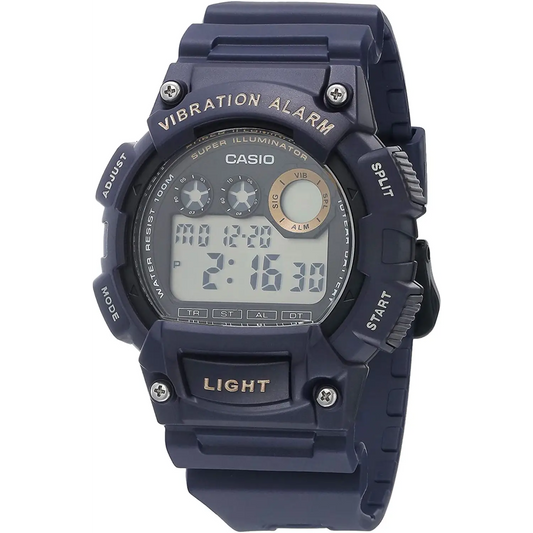 Casio Men Digital Quartz Vibration Alarm 100m Blue Resin