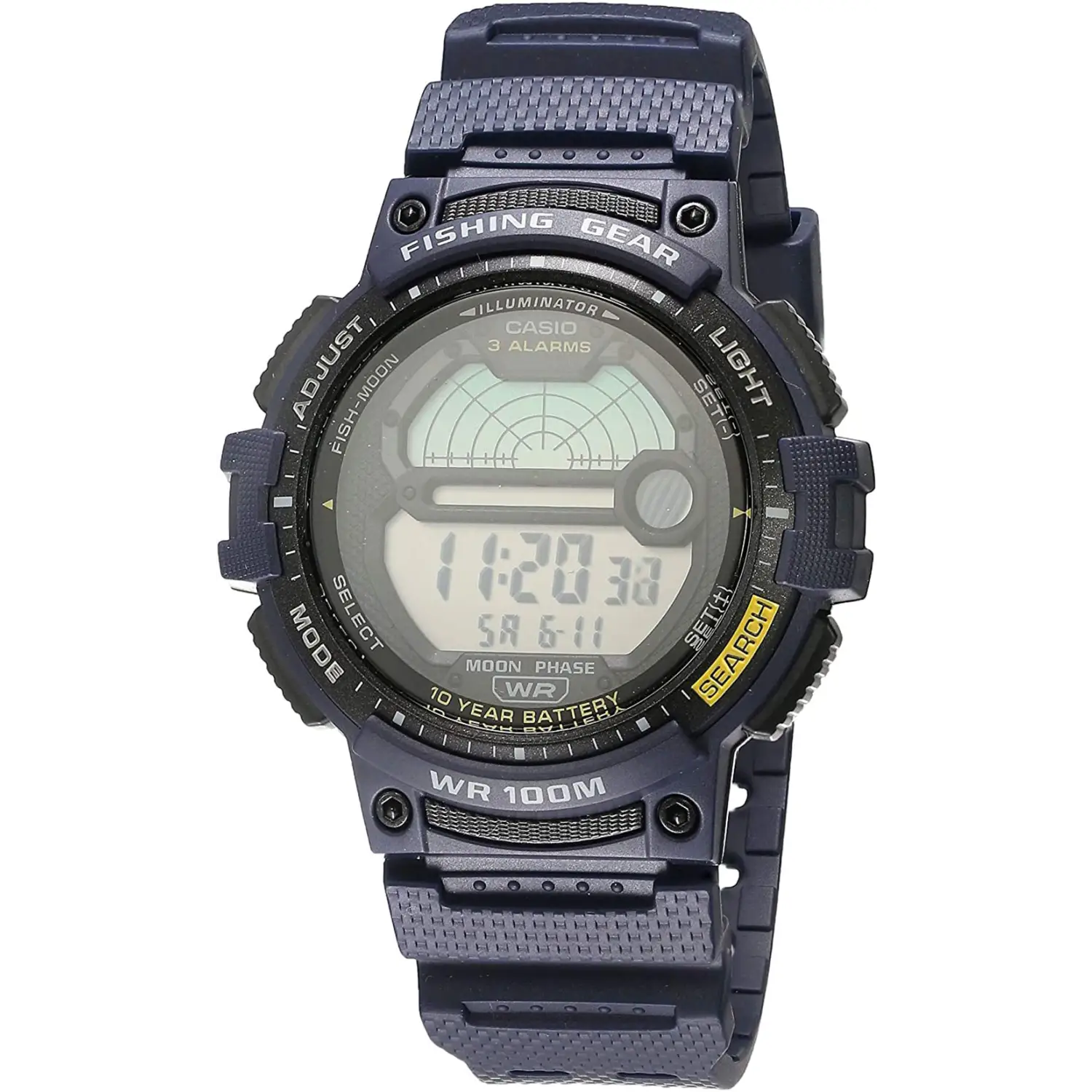 Casio Men Sports Digital Quartz Fishing Gear 100m Black Resin Watch WS –  shopemco