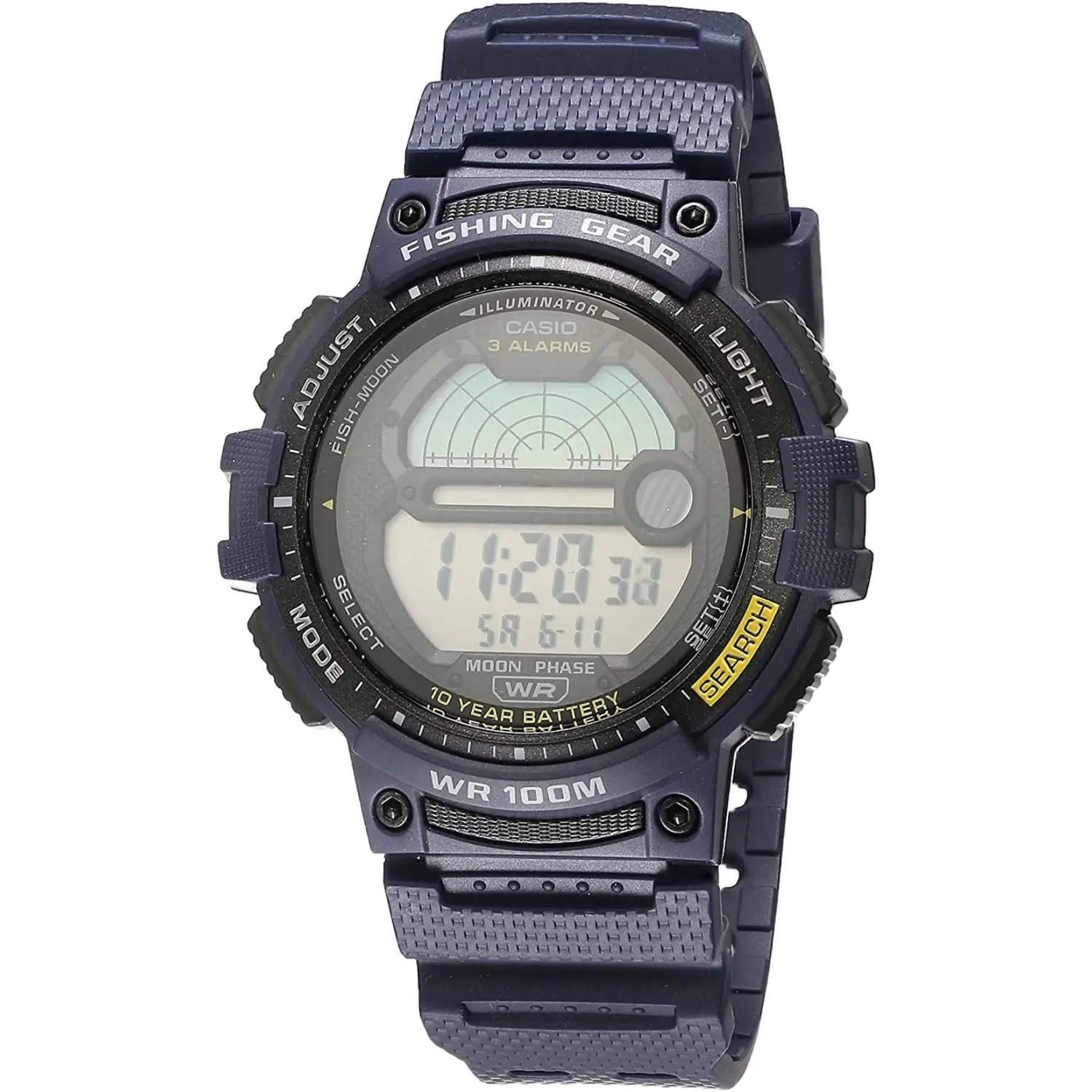 Casio Men Sports Digital Quartz Fishing Gear 100m Black