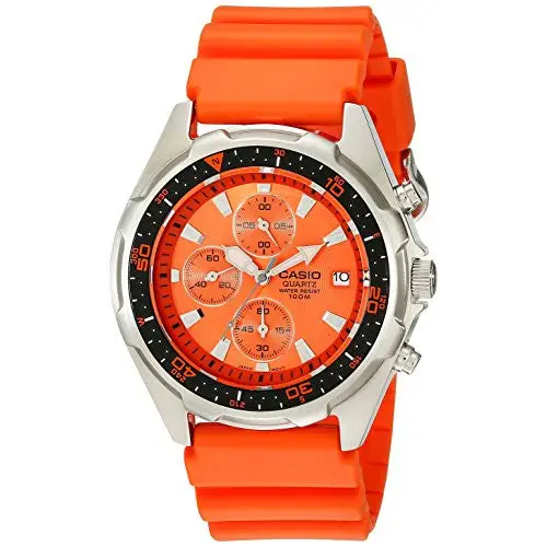 Casio Men’s AMW380-4AV Stainless Steel Watch with Orange