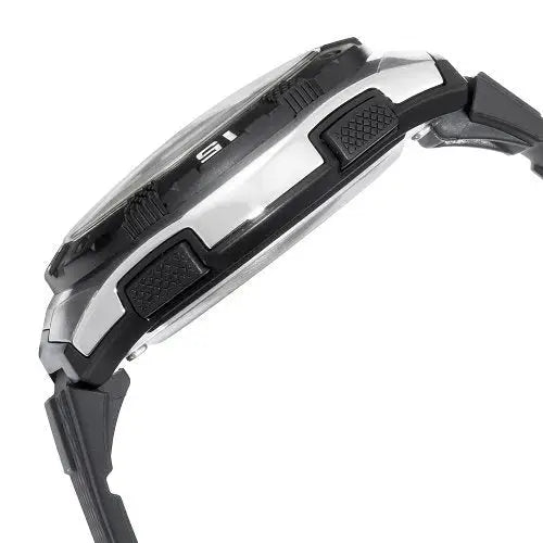 Casio Men s Ana Digi 100m Stainless Steel Black Resin Watch AQ164W 7A shopemco