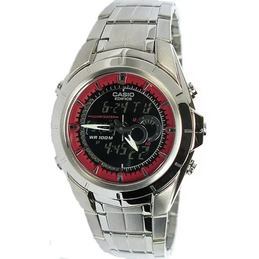 Casio Men’s Analog-Digital Quartz Thermometer Stainless