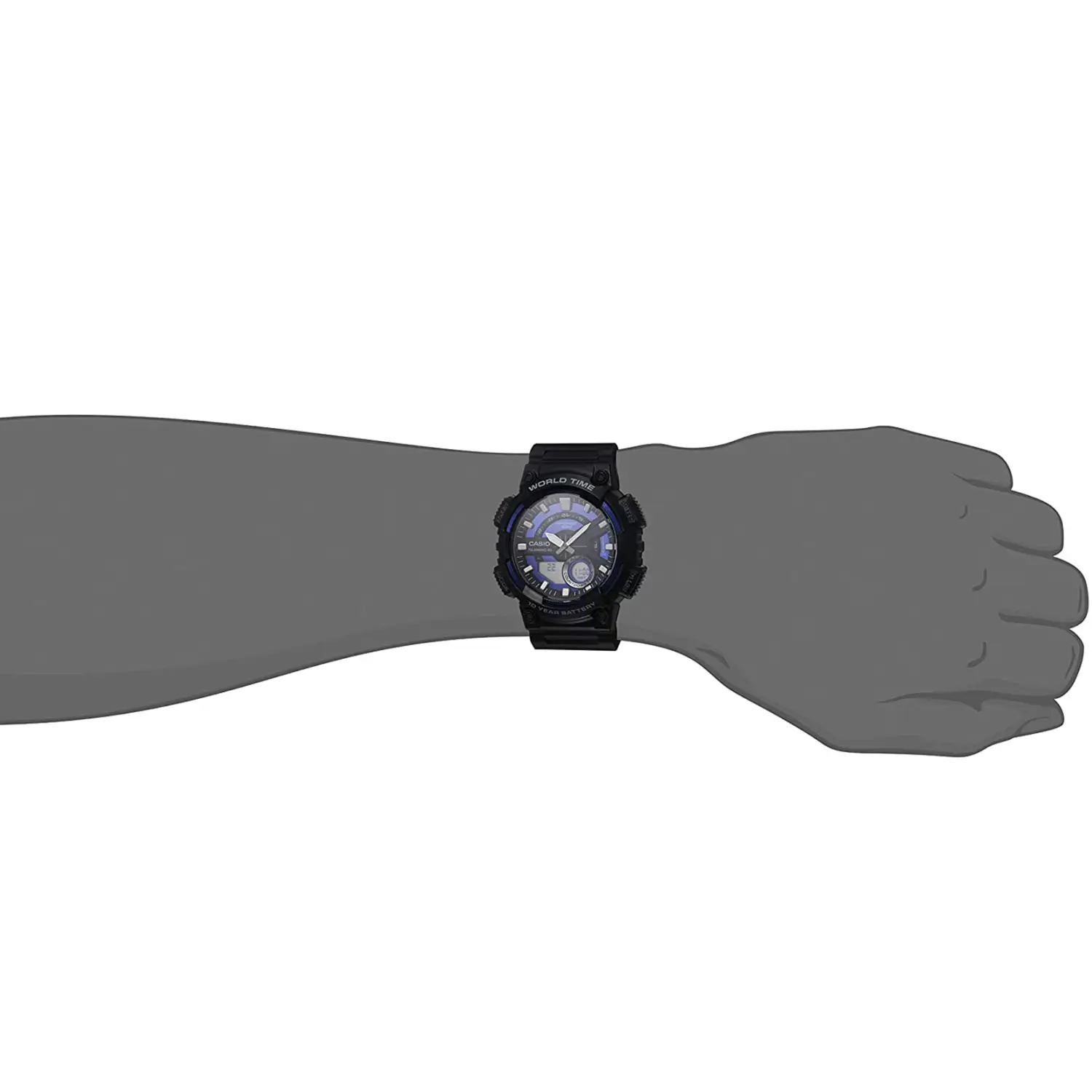 Casio Men’s Analog-Digital World Time 100m Black Resin Watch