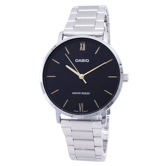 Casio Men’s Analog Quartz Black Dial Stainless Steel Watch