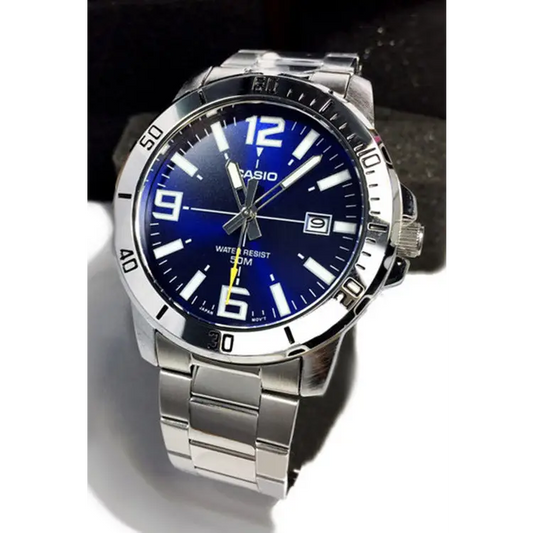 Casio Men’s Analog Quartz Blue Dial Stainless Steel Watch