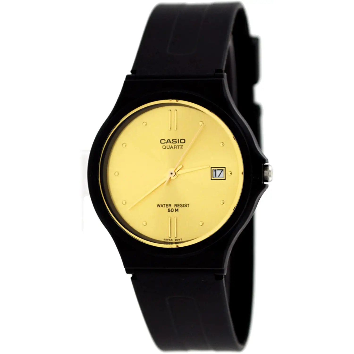 Casio Men’s Analog Quartz Gold Dial Black Resin Watch