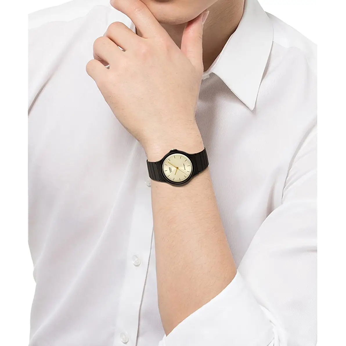 Casio Men’s Analog Quartz Gold Tone Black Resin Watch
