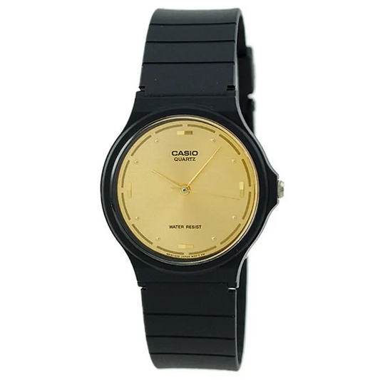 Casio Men’s Analog Quartz Gold Tone Dial Black Resin Watch