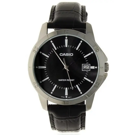 Casio Men’s Analog Quartz Stainless Steel Black Leather