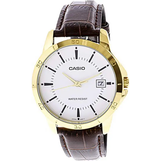 Casio Men’s Analog Quartz Stainless Steel/Brown Leather