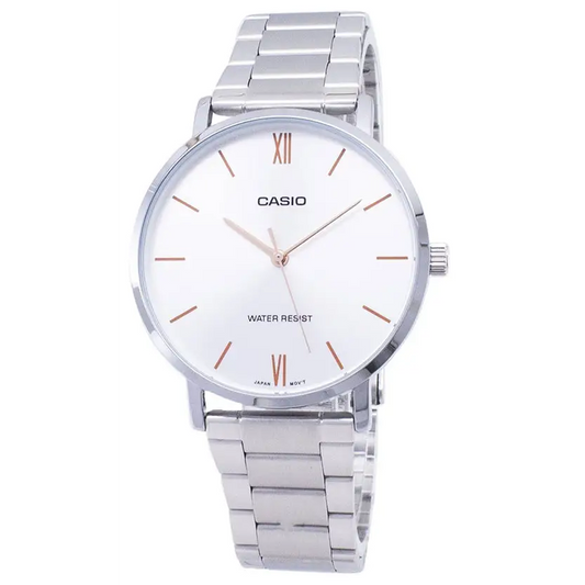Casio Men’s Analog Quartz White Dial Stainless Steel Watch