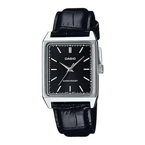 Casio Men’s Analog Stainless Steel Black Leather Watch