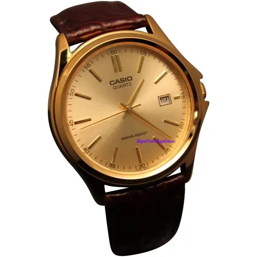 Casio Men’s Brown Genuine Leather Analog Watch MTP1183Q-9A -