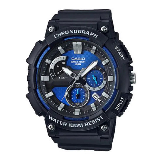 Casio Men’s Chronograph 100m Blue Dial Black Resin Watch
