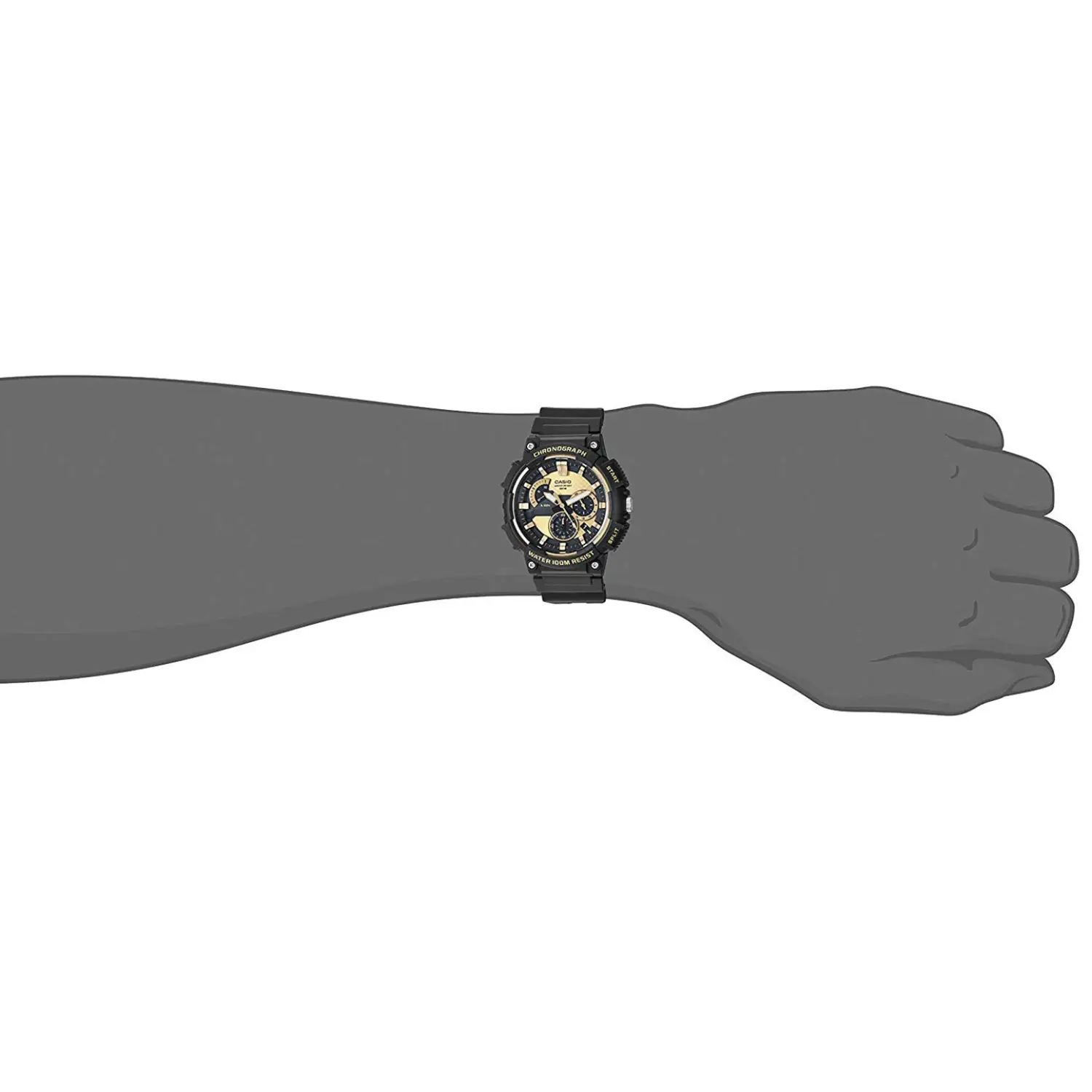 Casio Men’s Chronograph 100m Gold Dial Black Resin Watch