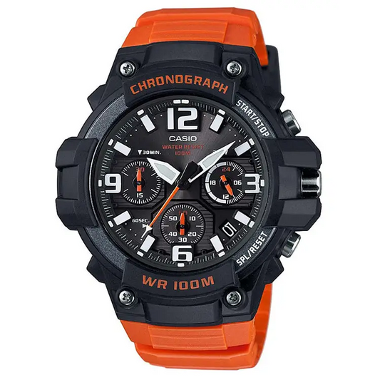 Casio Men’s Chronograph Quartz 100m Black/Orange Resin Watch