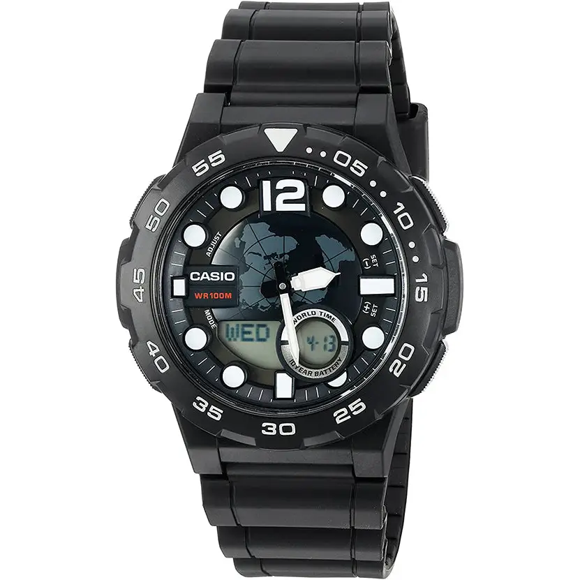 Casio Men’s Classic Quartz Ana-Digi World Time 100m Black