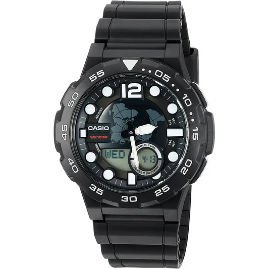 Casio Men’s Classic Quartz Ana-Digi World Time 100m Black