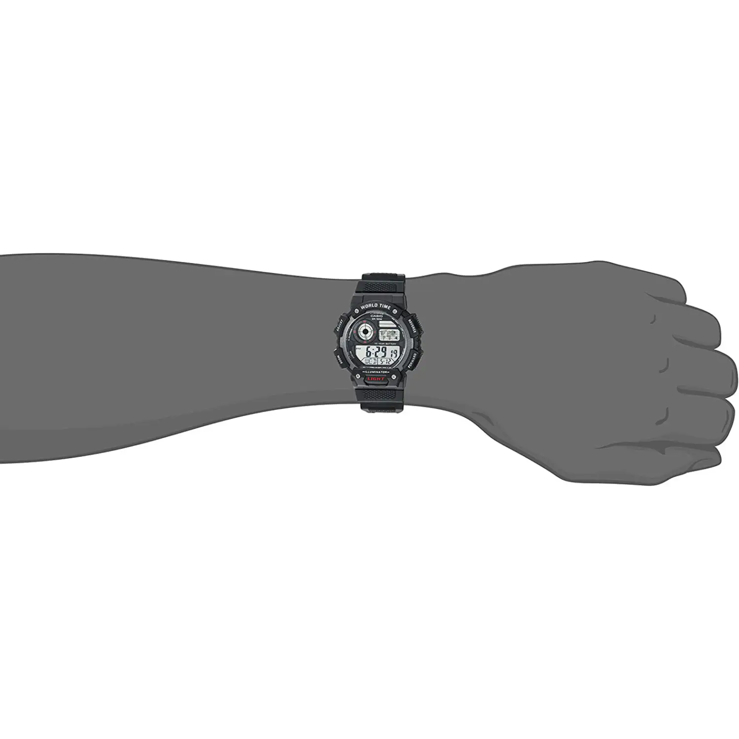 Casio Men’s Digital 10-Yr Battery World Time 100m Black