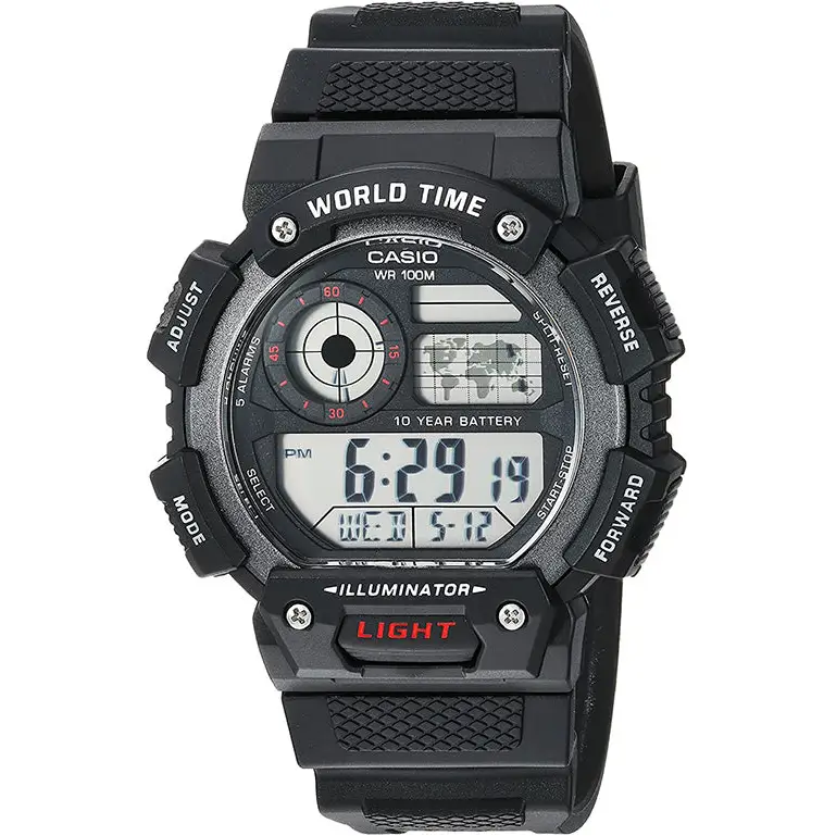 Casio Men’s Digital 10-Yr Battery World Time 100m Black