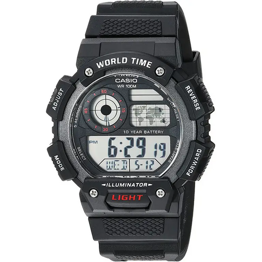 Casio Men’s Digital 10-Yr Battery World Time 100m Black